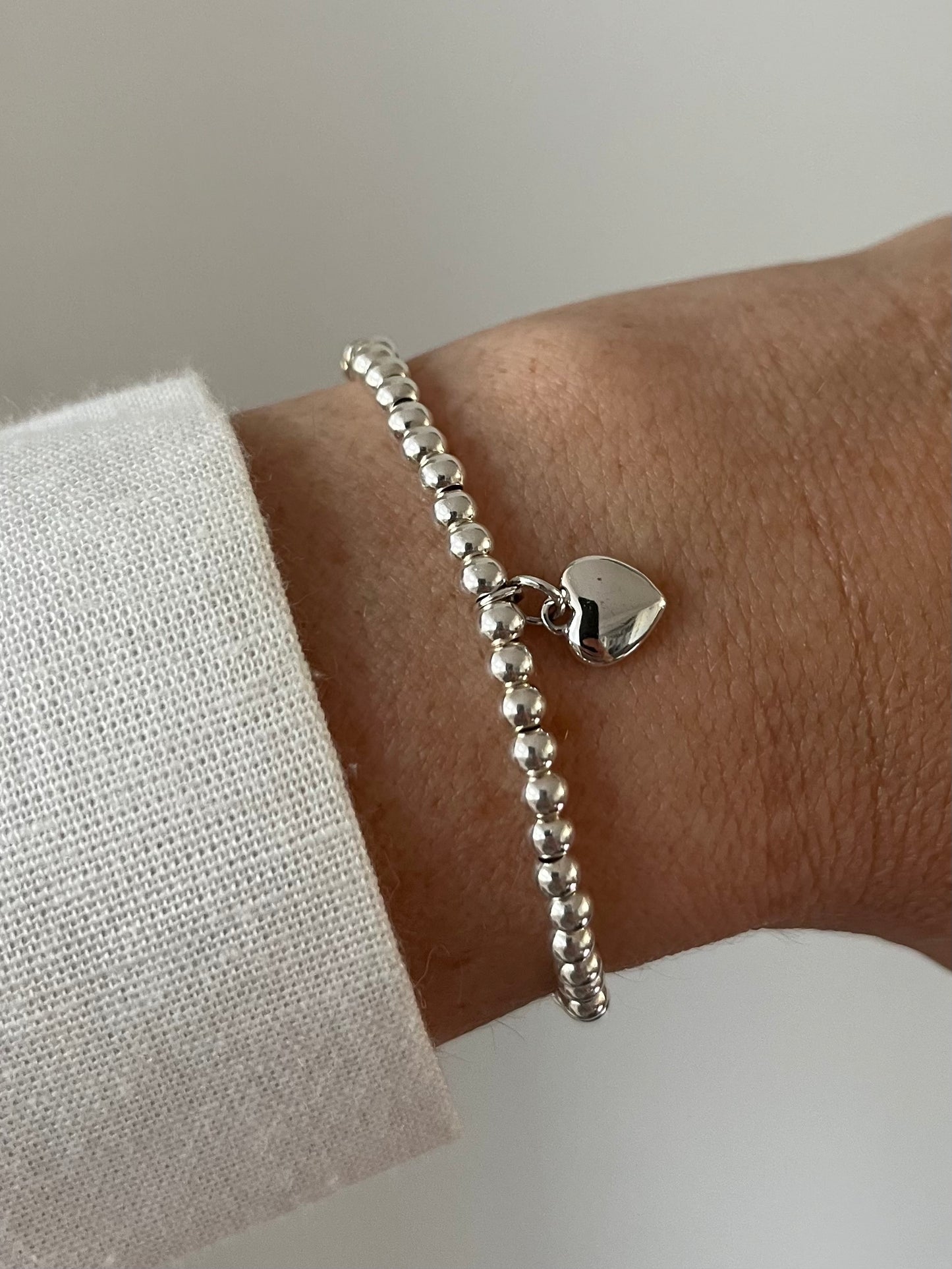 Silver beaded sterling silver stacking bracelet