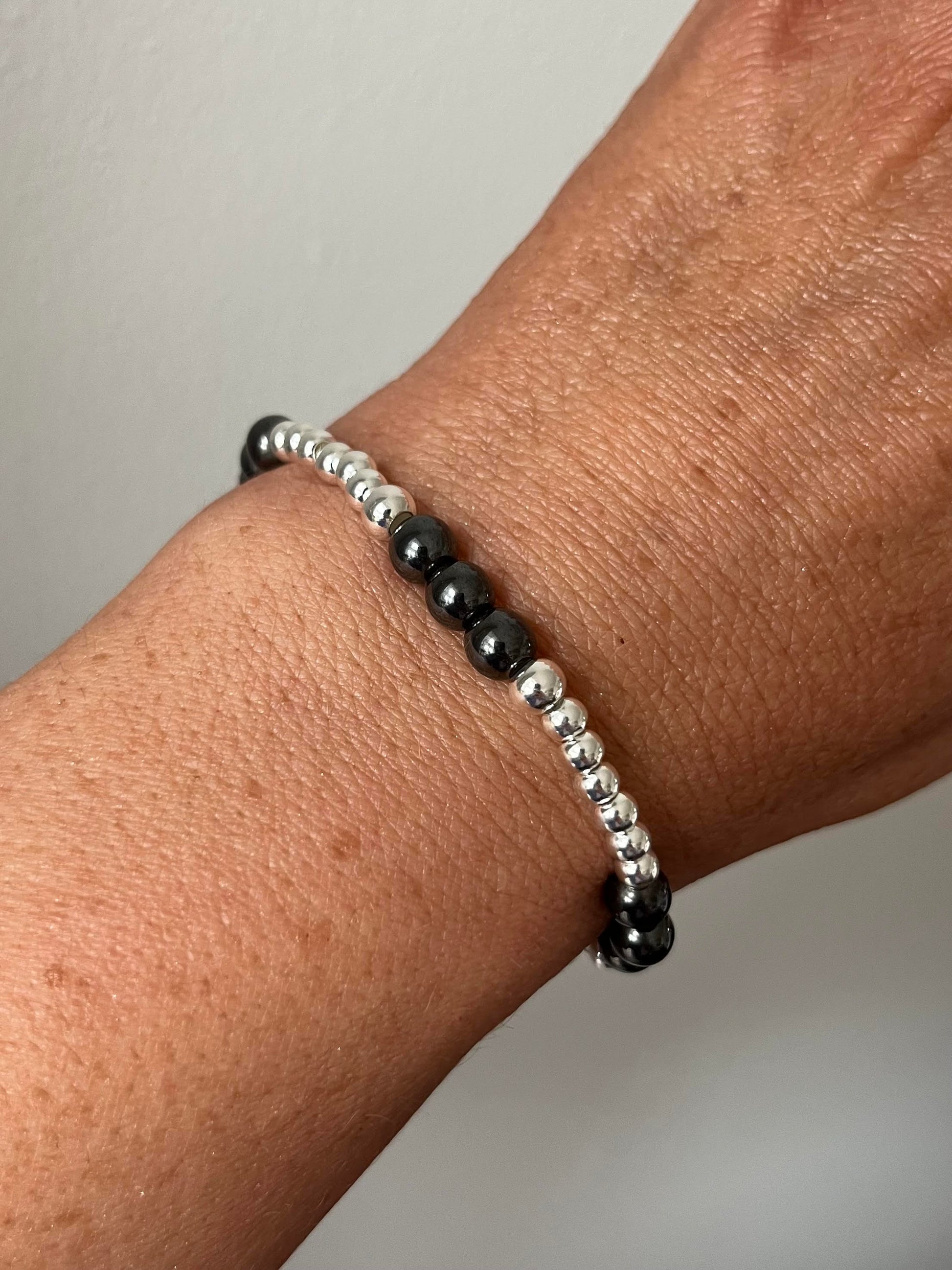 Hematite with Sterling Silver Bracelet